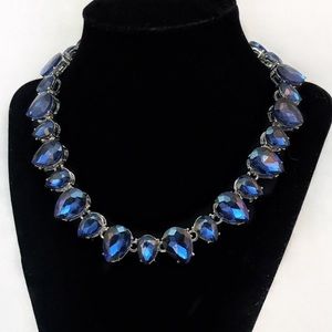 Elegant Navy Blue Crystal Statement Necklace  y1